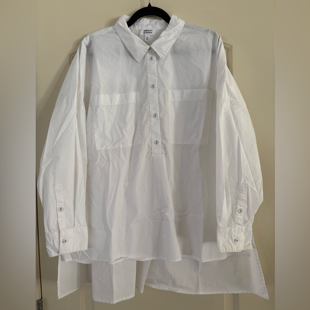 asahina_aya The Drop White Button Down Cotton Poplin Tunic Women’s XXL